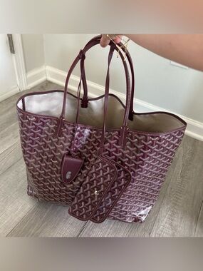 Goyard Saint Louis GM Tote Bag Bordeaux Burgundy Red w/ Matching Pouch